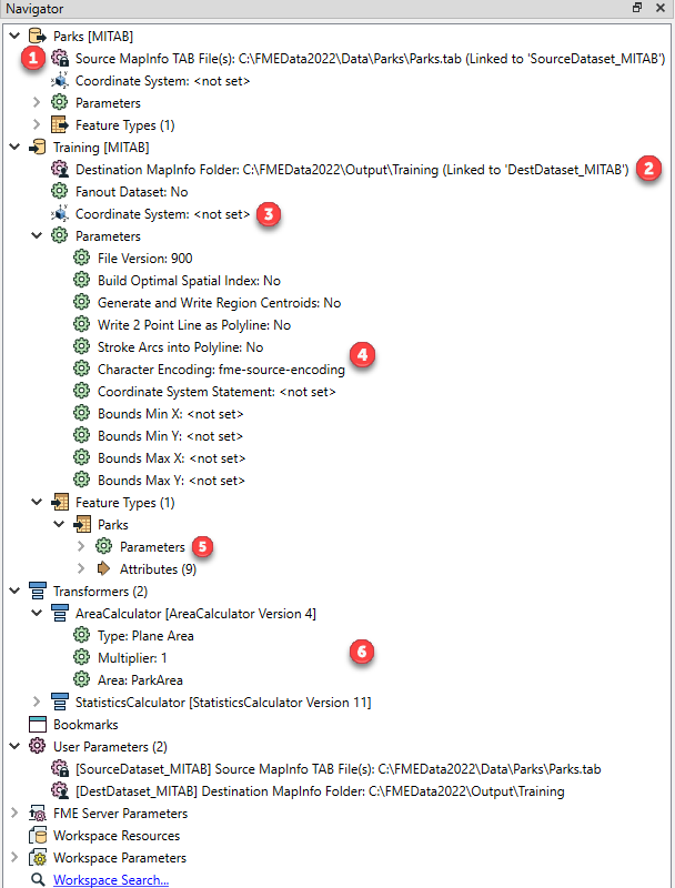 Parameters in the Navigator